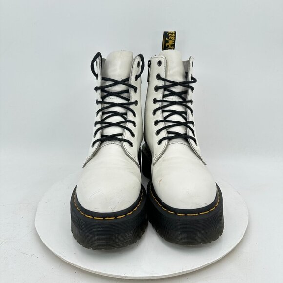 Dr. Martens Jadon Men Size 7 White Leather Yellow Stich 8 Hole Platform Boot - Picture 2 of 11